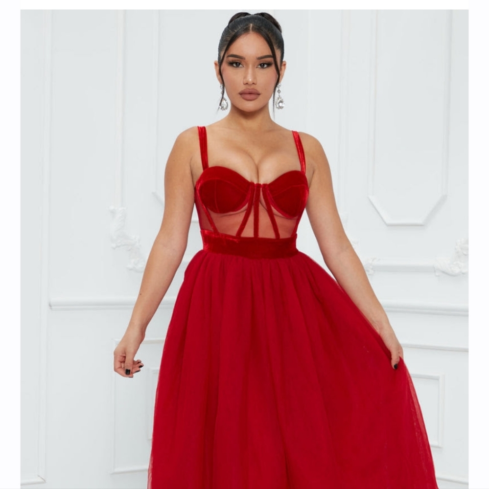 Red Tulle Gown